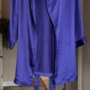 Nordstrom XL Purple Tassels Pockets Belted Shoulder Pads Silky Bath Robe Gown